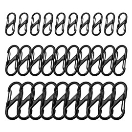 Anti-Theft Zipper Clips Set, 30Pcs Dual S Shaped Carabiner Clips for Luggage and Backpacks, 3 Sizes Pull Replacements, Black Lock Clip Theft Deterrent
