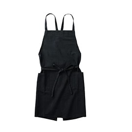 Lep 500026 Habitual Sol Apron, Black, Plain, Length 28.7 inches (73 cm), Width 33.1 inches (84 cm), Pockets, 100% Cotton, Machine Washable, Women's, Men's, Shoulder Tie, Stylish, Cute, Kitchen,