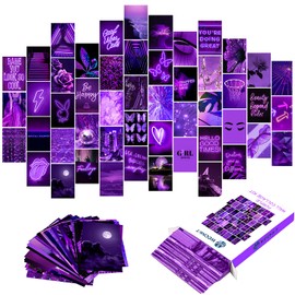 WOONKIT Purple Photo Wall Collage Kit Aesthetic Pictures, Wall Decor for Bedroom, Room Decor for Teen Girls, Trendy, 50PCS 4x6 INCH