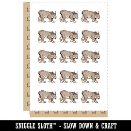 Realistic Canada Lynx Wild Cat Feline Temporary Tattoo Water Resistant Fake Body Art Set Collection - 15 2" Tattoos (1 Sheet)