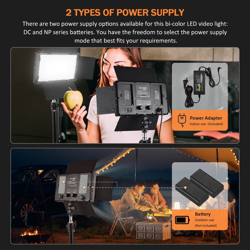 LED Video Light 36W 3200K-5600K Color Thermometer Photographic Fill Light