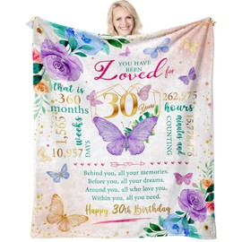 30th Birthday Gifts for Her, 30 Year Old Birthday Gifts for Women Blanket 60"X 50", Gift for 30th Birthday Woman, Birthday Gifts for Turning 30, Thirty Bday Gifts for Female, 30 th Birthday Ideas