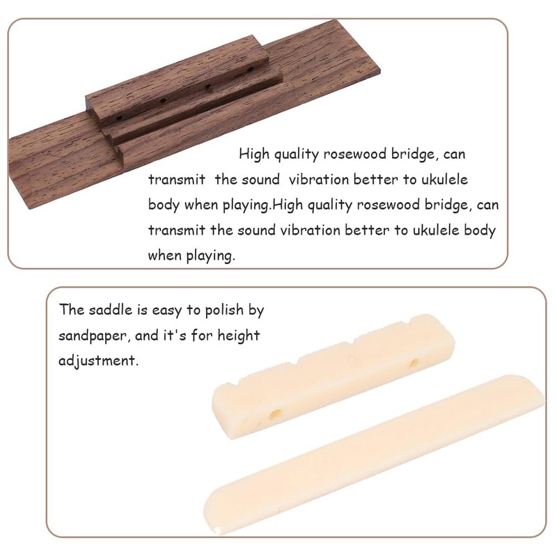 Rosewood Ukulele Bridge Nut and Saddle - 4 String Ukulele