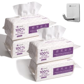 Serenorch 100% Cotton Disposable Face Towels, Soft Cotton Tissue for Sensitive Skin, Daily Cleansing & Makeup Removal, Hanging Facial Dry Wipe