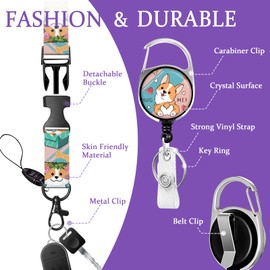 Onevenvi Puppy Dog Lanyards for ID Badges for Women Cute, Funny ID Badge Holder with Lanyard Retractable Badge Holder/Reel Lanyard with ID Holder Heavy Duty Clip Teacher, Kids 2023-5-9