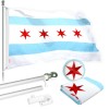 UD_G128 Flag Pole 6 FT Silver Tangle Free & Chicago