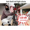 110dB Anti-Theft Bike Tail Light Alarm with Remote, Wireless Rechargeable