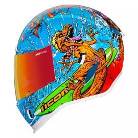 Icon Airform Full Face Motorcycle Street Helmet Dino Fury Blue - Dino Fury Blue, X-Large