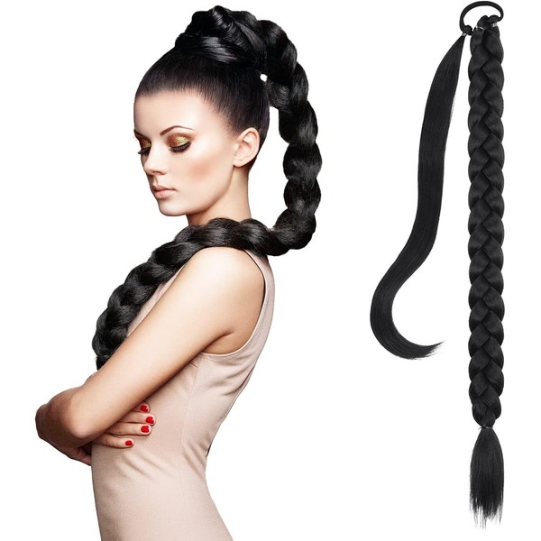 Ponytail Hair Extensions, DIY Braid Ponytail Extension Long Soft Wrap