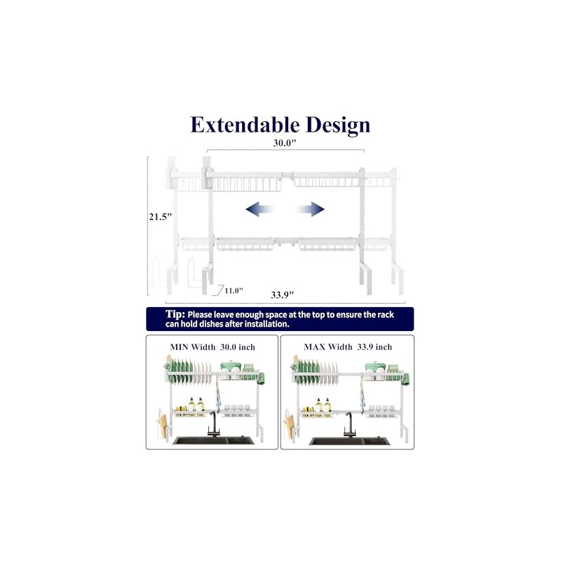 Kitsure Over The Sink Dish Drying Rack - 30.0" to