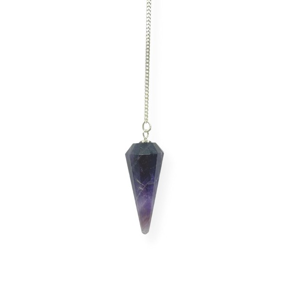 WholesaleGemShop Natural Gemstone Amethyst 12 Facet Crystal Pendulum with Pouch Stone Healing Quartz Reiki Charged