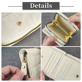 WisePoint Ladies Purse Wallet, PU Leather Credit Card Wallet for Women, Girls, Solid Color Credit Card Holder with Zipper (beige)
