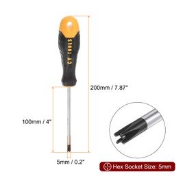 sourcing map Socket Wrench Screwdriver 5mm Hex Nut Driver 4" CR-V Steel Shaft Anti-Slip Handle for Home Automotive General Repair
