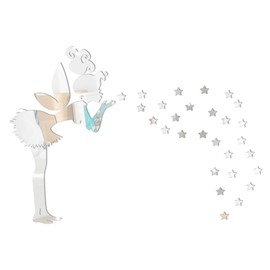 3D Acrylic Mirror Stickers for Walls, DIY Cartoon Room Decor Angel Blowing Stars, Cute Little Fairy Stars Wall Stickers, Aesthetic for Teen Girls Mirror Wall Decor for Bedroom, Living Room, Farmhouse