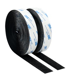 Hook and Loop Tape with Adhesive, Heavy Duty Self Sticky Interlocking Tape, Sewing Fasteners for Handmade, Photo Frames, Mosquito Net, Carpets, Car and DIY, 1 inch * 20 Feet * 2 Rolls