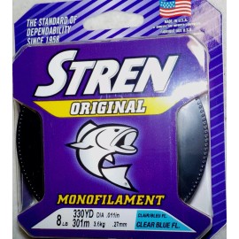 STREN ORIGINAL MONOFILAMENT BASS CRAPPIE WALLEYE CLEAR BLUE FISHING LINE CHOICE  - 8lb