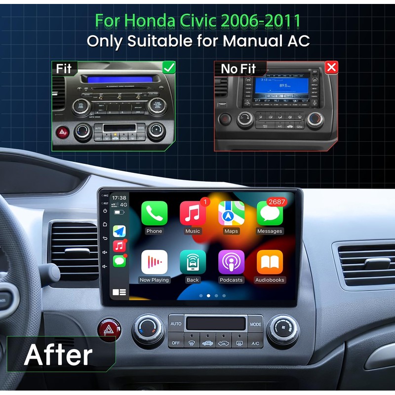 for Honda Civic Radio 2006-2011: 8Core CPU, 10.1" HD Touch