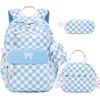 DIGOBAY 4PCS Corduroy Backpack For Girls with Lunch Box Pencil