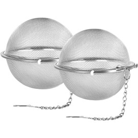 2pcs Stainless Steel Mesh Tea Ball Tea Strainers Tea Infuser Strainer Filters (Silvery, One Size)