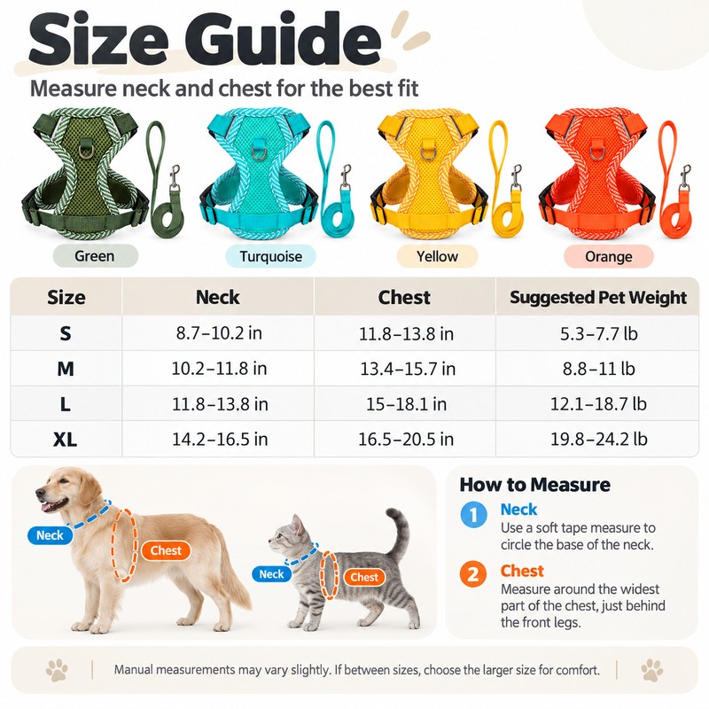 Breathable Mesh Pet Harness with Leash for Cats & Small