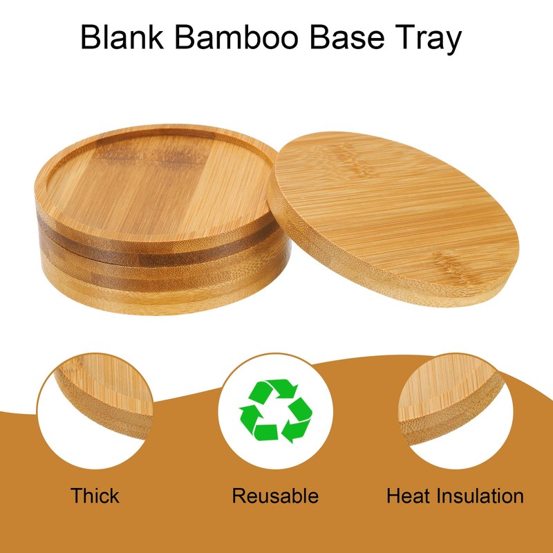 sourcing map 4PCS Mosaic Bamboo Coasters, 3.7 Inch Blank Base
