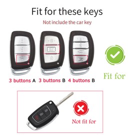 ontto Car Key Case Cover Key Fob Fits Hyundai Elantra Ioniq i40 Santa Creta Tucson Grand i10 Protective Key Box Key Case Genuine Leather Key Case 3 Buttons, 3 Buttons A Black