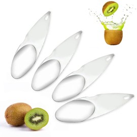 4 Pcs Peeler Kiwi Cutting Spoon Stainless Steel Fruit Opener Kiwi Spoon Fruit Spoon Tool Kiwi Fruit Slicer Fruit Kitchen Helper for Kiwi, Dragon Fruit, Orange Or Other Fruit