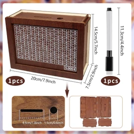Wooden Money Box, Money Box with Target, Reusable Money Box with Savings Target and Numbers for Ticking, Wooden Money Box, Money Box, Money Box, Money Box for Adults and Children