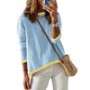 DUOEASE Women's Striped Knitted Pullover Long Sleeve Autumn Crew Neck