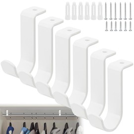 moonoom 6 Pack Heavy Duty Metal Closet Rod Brackets, White, Wall Mount, 1 Inch Diameter, Suitable for Living Room, Kitchen, Garden, Bathroom