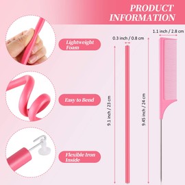 10 Pieces Flexible Hair Roller Flexible Curling Rod Hair Twist Roller Hair Curler Roller Soft Foam Hair Rollers and Steel Pintail Comb for Short Medium Long Hair Hair Salon DIY(0.8 cm, Assorted Color)