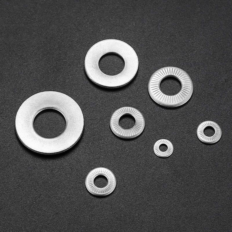 128 Pcs Knurled Conical Spring Washers, Stainless Steel Serrated Conical