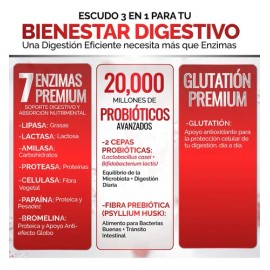 Enzimas Digestivas Probioticos, Glutation y Fibra | Lactobacillus Casei, Lactasa, Lipasa | Digestive Enzymes Oby Vitaminas Mujer y Hombre | 60 capsula