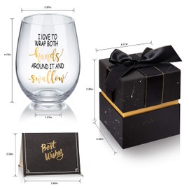 I Love To Wrap My Hands Around It and Swallow - Funny Stemless Wine Glass, Perfect for Bachelorette Gift, Gag Gift for Women Birthday Gifts for Friend BFF Wife Girlfriend