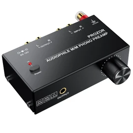 PROZOR Pre Amplifier for Turntable Audiophile M/M Phono preamp with Level Volume Controls with RCA Input, RCA/3.5MM Output interfaces, Low Noise Operation Including 12V 1A Power Adapter
