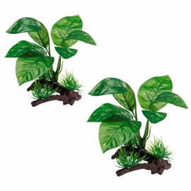 Moonorange Reptile Artificial Plants, Terrarium Plants Decorations Supplies, Aquarium Fish Tank Plant, Amphibian Habitat Hideout Tank Accessories (M Set-2pcs/F)
