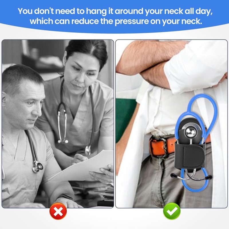 Loyanger Stethoscope Holder Clip, PU Leather Stethoscope Holster Clips Holder