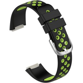 NINKI Compatible Silicone Luxe Sport Band for Men Women (Black+Green),Light Breathable Loop Wrist Waterproof Bands for Luxe Accessories