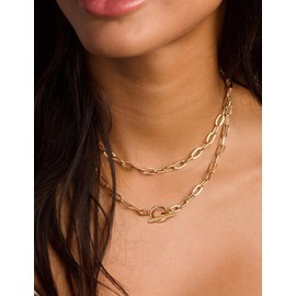 AILPIWE 18K Gold Plated Paperclip Chain Necklace for Women Dainty Gold Paperclip Link Chain Necklace for Women