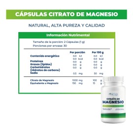 Citrato De Magnesio 500mg - 60 Cápsulas