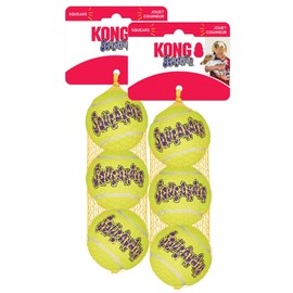 Kong Air Squeaker Tennis Balls for Dogs - Medium Size - Two Packs of 3