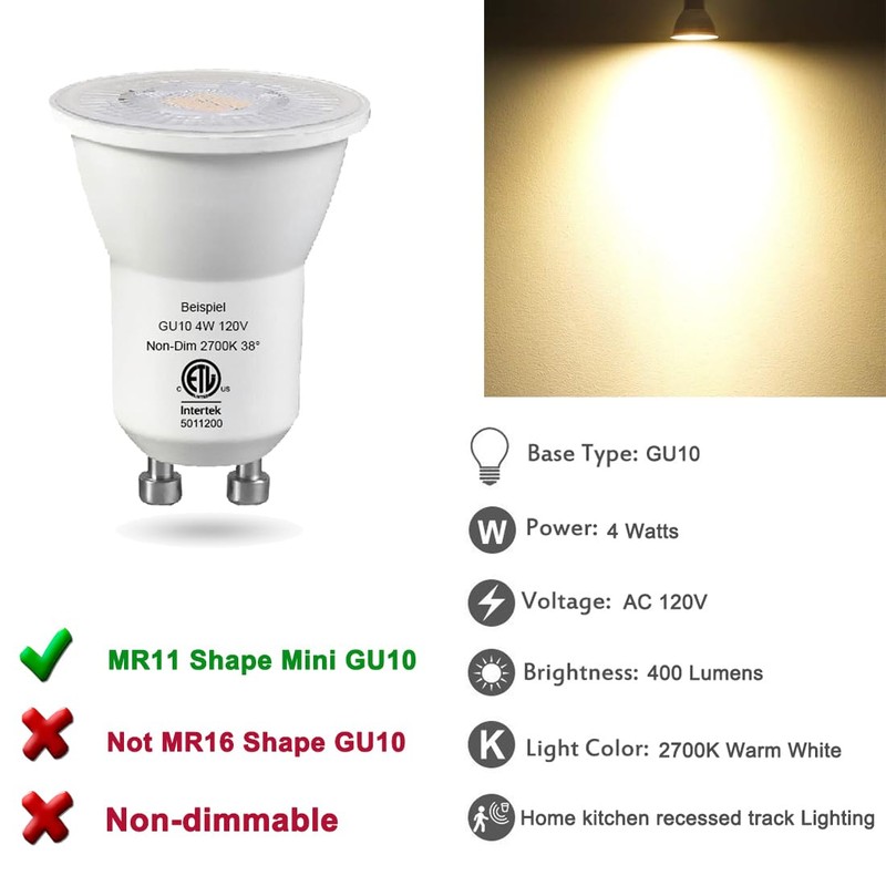 Beispiel Mini GU10 Led Bulbs 2700K Soft Warm White,MR11 GU10