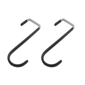 WELWIK 2PCS 5 Inch Black Rubber Coated Heavy Duty Metal Over Door Hook Z Hook Non Punch Clothes Hook Non Slip Single Hook for Hanging Clothes Kitchen Utensils Decoration