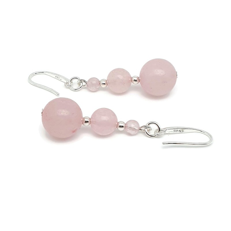 Beaded Gemstone Earrings, Graduated Crystal, Dangle Drop, Sterling Silver Hooks,