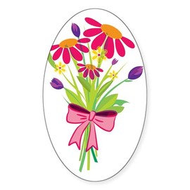 CafePress Flower Bouquet Oval Car Bumper Sticker