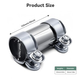 yolzhxe Double Clamp Exhaust Clamp, Diameter 50 mm x 125 mm Exhaust Clamp Stainless Steel Pipe Connector, Universal Exhaust Clamp, Exhaust Pipe Clamp for Diameter 50 mm Exhaust Pipe Motorcycles and