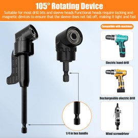 14 Pack Flexible Drill Bit Extensions Set Adapter with Bendy Screwsriver Connection Bits Kit & 29.5cm Angle Bit & Batch Head, 105° Right Angle Drill Attachment for Tight Corner Workspace