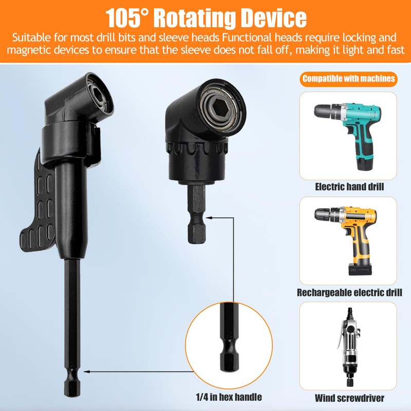 14 Pack Flexible Drill Bit Extensions Set Adapter with Bendy