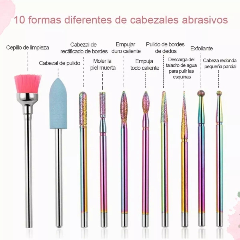 Universo en Linea 10 Piezas Puntas Para Uñas Limpiador De