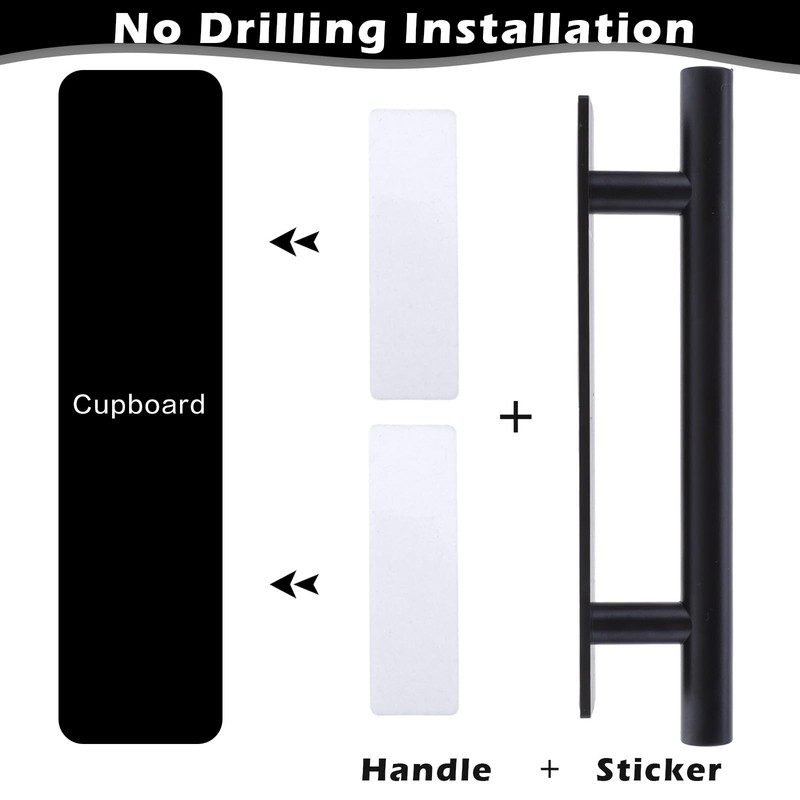 Piriuuo 8 Pack Adhesive Cabinet Handles Pulls, Self Stick Door